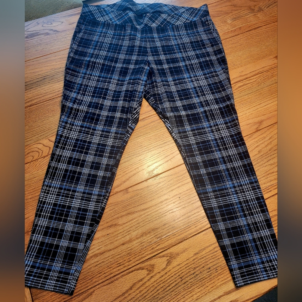 Plaid Black, Blue and White Pants